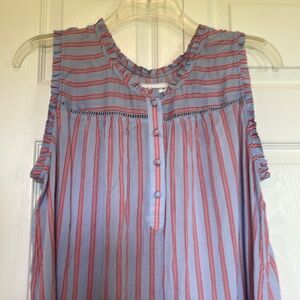 Women’s Liz Claiborne XXL sleeveless top Ruffled arm holes 4 buttons lightweight